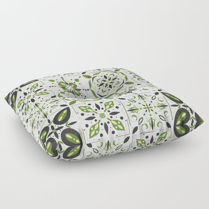 Porcelain Green Tile Pattern Floor Pillow