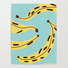 Seamless pop art style pattern of yellow and black dark bananas Poster