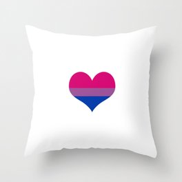 Bisexual pride flag colors in a heart shape Throw Pillow