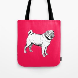 Pug on Red background Tote Bag
