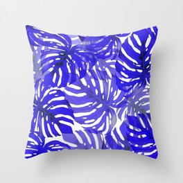 Blue Leaf Design Pattern Throw Pillow