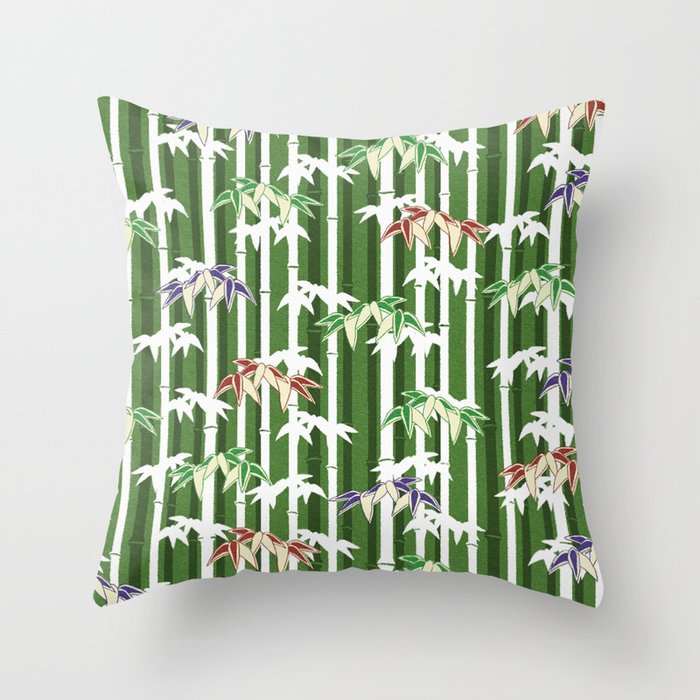 Vintage oriental Bamboo pattern Throw Pillow