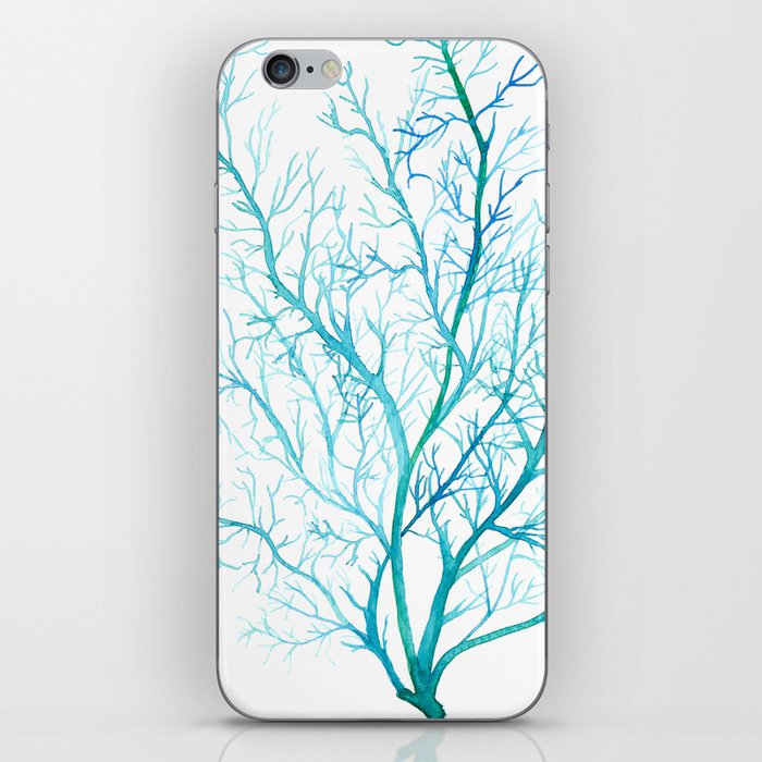 Blue sea fan coral iPhone Skin