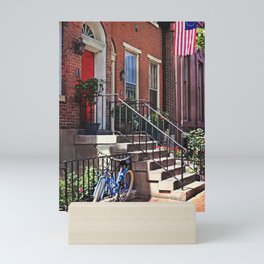 Philadelphia PA - Bicycle In Front of Philadelphia Mini Art Print