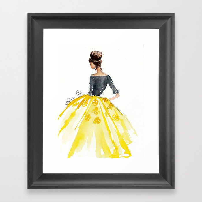 Sunny Spring Yellow Skirt Fashion Illustration Framed Art Print