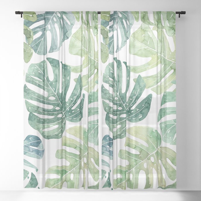 Tropical Leaves Monstera Leaves Jungle Leaves Palm Leaves Sheer