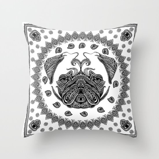 Henna of Pugly Throw Pillow