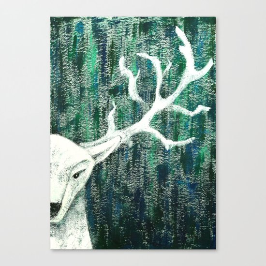 Christmas Stag handpainted Canvas Print