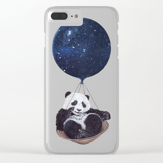 Panda in space Clear iPhone Case