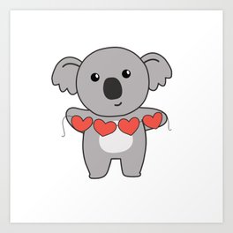 Koala For Valentine's Day Sweet Animals With Art Print
