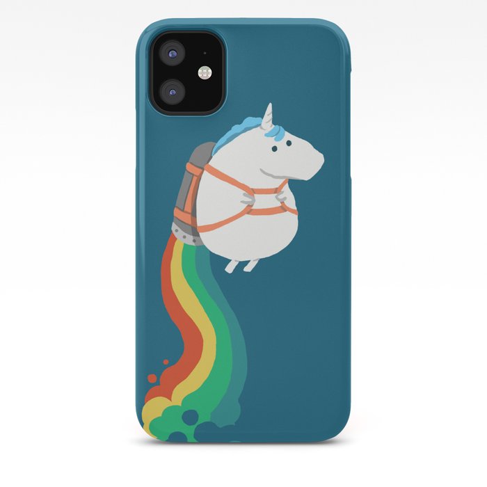 Fat Unicorn on Rainbow Jetpack iPhone Case
