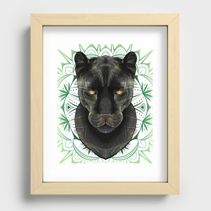 Black Jaguar Mandala Recessed Framed Print