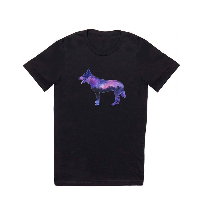 Australian Cattle Dog Heeler Galaxy Silhouette T Shirt