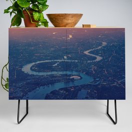 Great Britain Photography - Winding River Going Through London In The Sunset Credenza