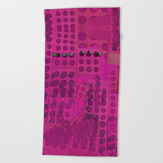 I Love You Letter Punches Abstract Pink Beach Towel