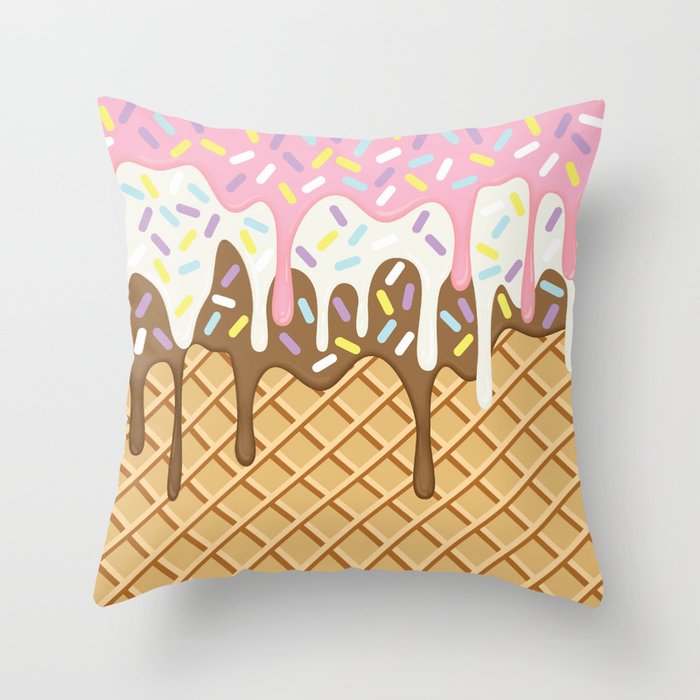 Neapolitan Ice Cream with Sprinkles Throw Pillow