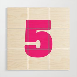 5 (Dark Pink & White Number) Wood Wall Art