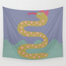 Snake in the Sea - blue green pink  Wall Tapestry