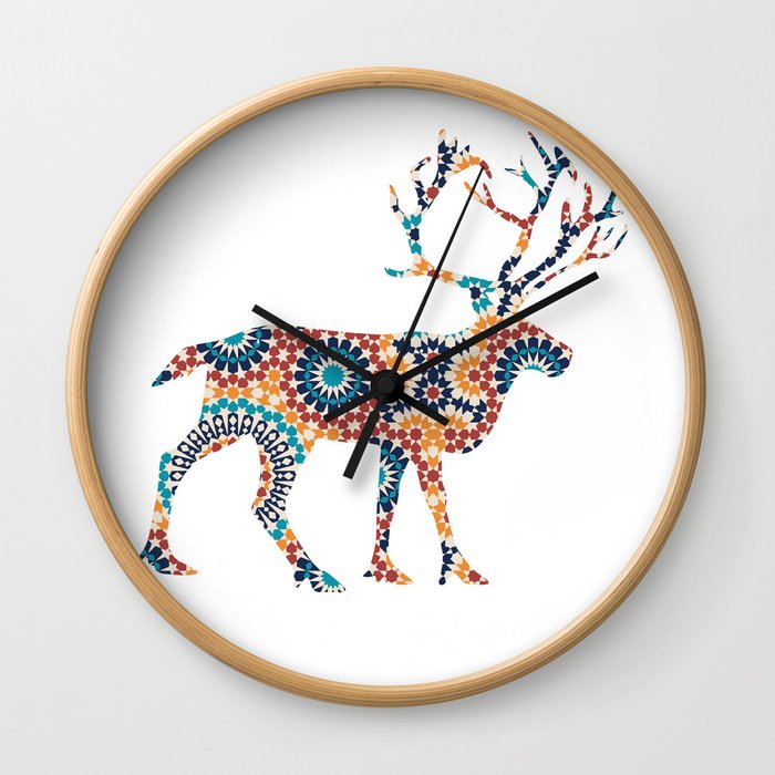 DEER SILHOUETTE WITH PATTERN Wall Clock
