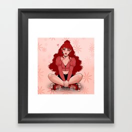 Skater Girl in Red Framed Art Print