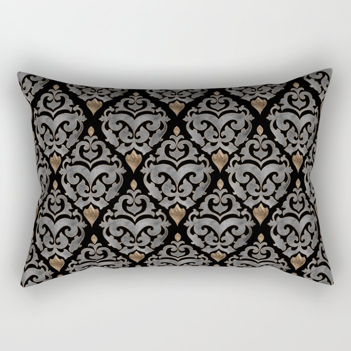 Persian Oriental Pattern - Watercolor black and gold Rectangular Pillow