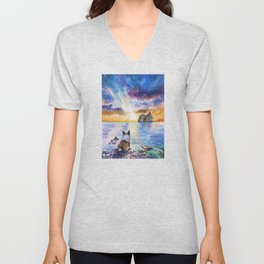 Corgi - dreamer and calm calm sunset V Neck T Shirt