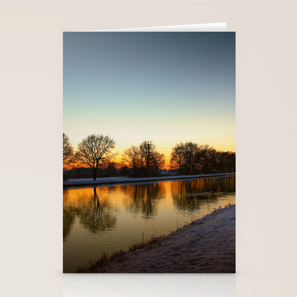 Winter Sun Early Morning Waterfront Stationery Cards By