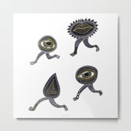 running surreal eyes mouth and nose creatures Metal Print | Strange, Quirky, Unique, Face, Peculiar, Drawing, Creature, Sense, Supernatural, Zendoodle 