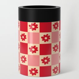 Daisy Checker Pattern (red/pink) Can Cooler