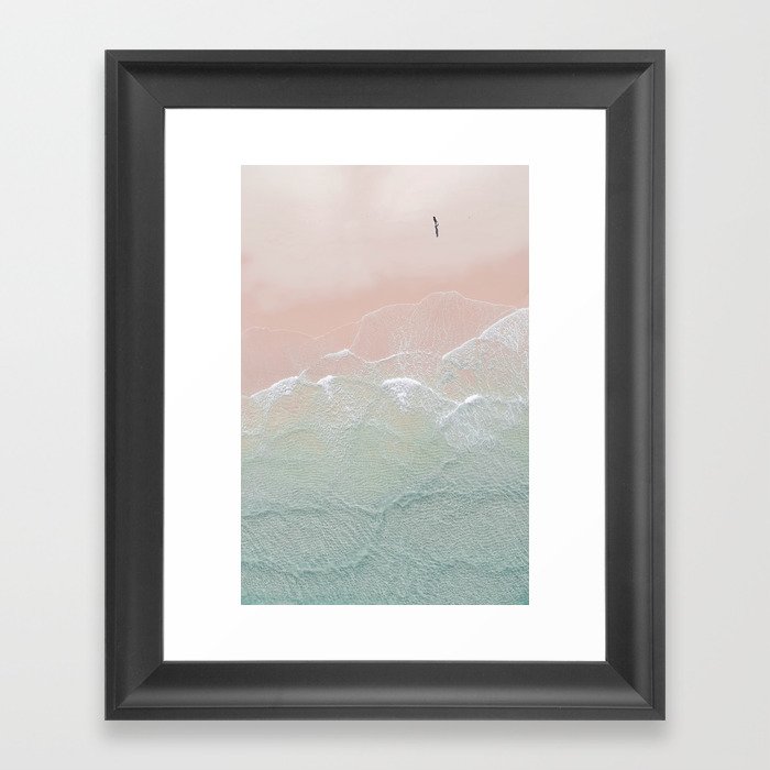 Ocean Walk II - Aerial Beach photography by Ingrid Beddoes Framed Art Print