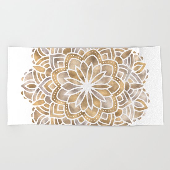 Mandala Multi Metallic in Gold Silver Bronze Copper Beach Towel