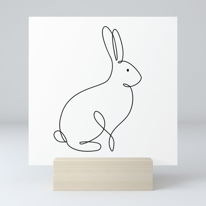 Abstract Rabbit one line drawing. Fine art. Minimalistic modern room decor. Mini Art Print