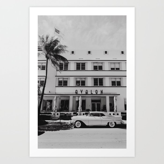 Miami Beach USA Ocean Drive Black&White | Fine Art Travel Photography Art Print