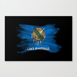 Oklahoma state flag brush stroke, Oklahoma flag background Canvas Print