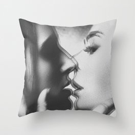 Two girls kissing Throw Pillow