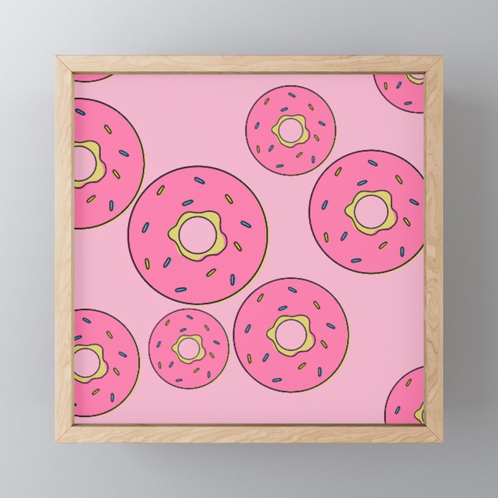 Pink Donut Framed Mini Art Print