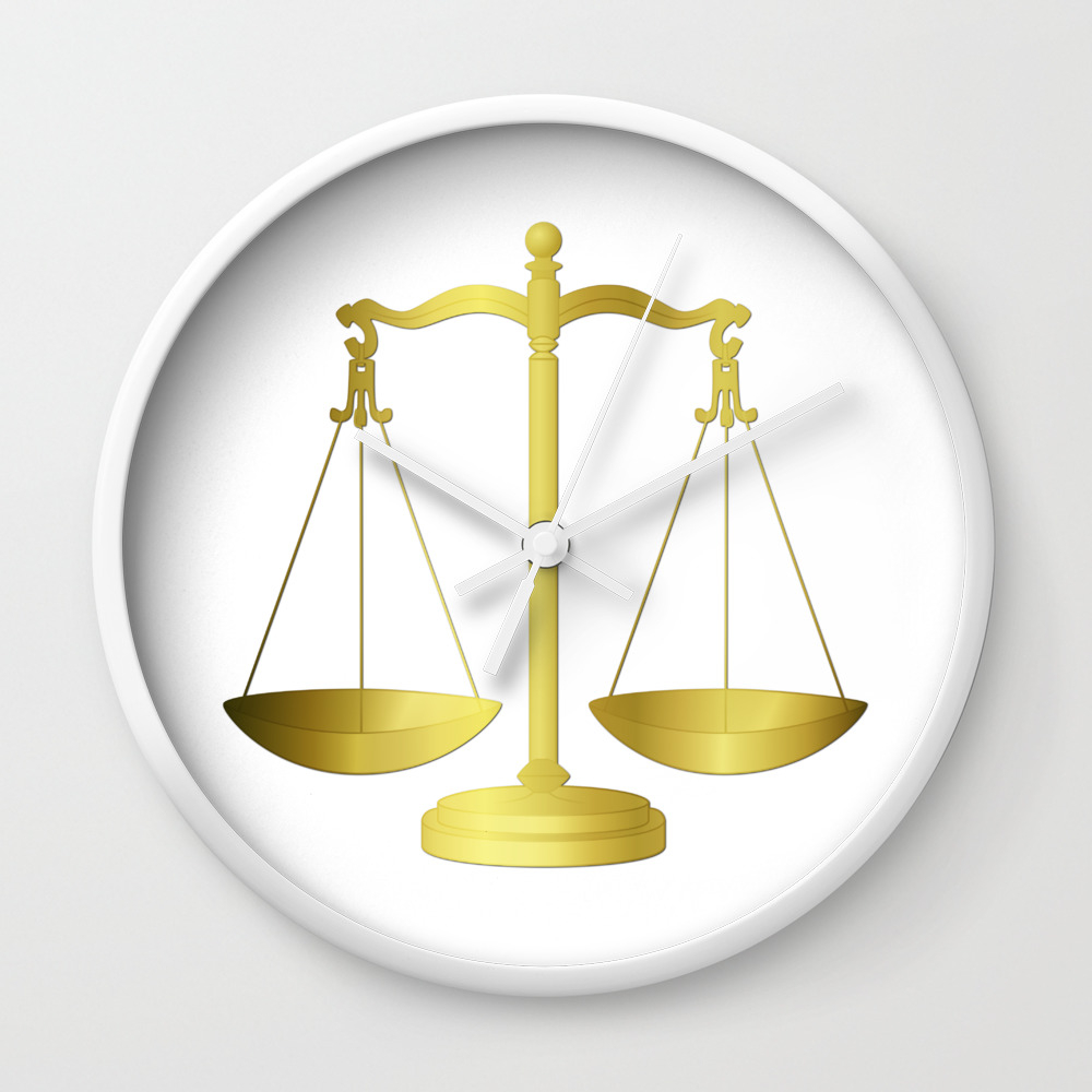 Gold Scales Of Justice Lawyers Hotline Wall Clock By Podartist Society6