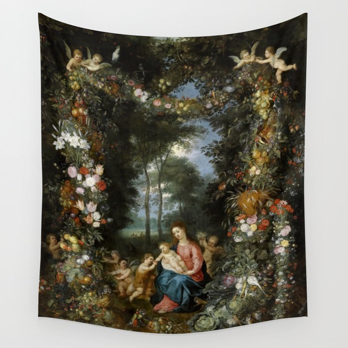 Madonna and Child with young Saint John the Baptist Wall Tapestry