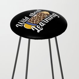 Wild about learning teacher pencil design Counter Stool