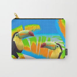 Colorful Toucans Tropical Banana Leaves Pattern Carry-All Pouch