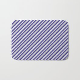 [ Thumbnail: Dark Slate Blue and Light Grey Colored Lined/Striped Pattern Bath Mat ]