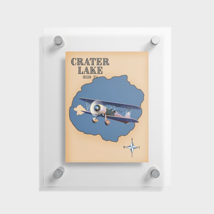 Crater Lake Oregon USA vintage map Floating Acrylic Print