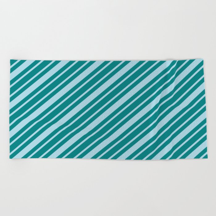 Light Blue and Teal Colored Striped/Lined Pattern Beach Towel