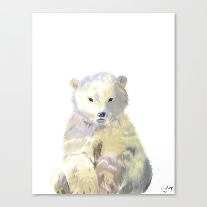 Baby Polar Bear, Nursery Set Canvas Print