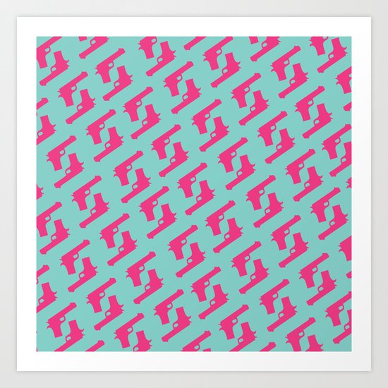Mint and pink guns Art Print