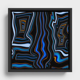 Distorted wavy orange blue tribal Framed Canvas