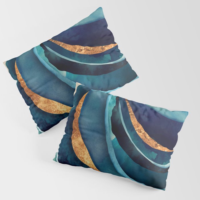 Abstract Blue with Gold Pillow Sham