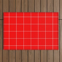 Graph Paper (White & Red Pattern) Outdoor Rug