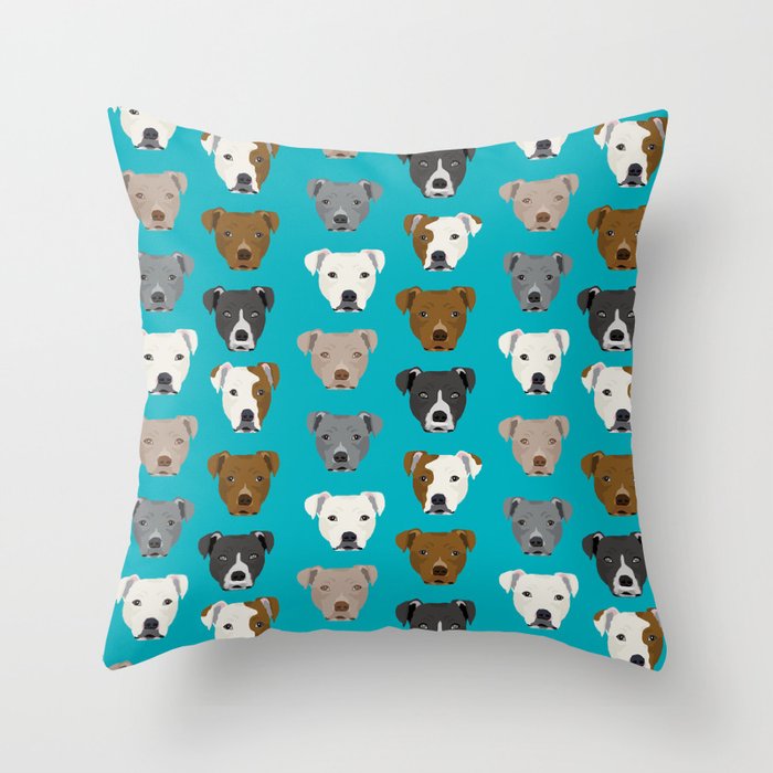 Pitbull faces dog art dog pattern pitbulls cute gifts for rescue dog owners Throw Pillow