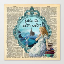 Follow The White Rabbit - Vintage Dictionary page Canvas Print